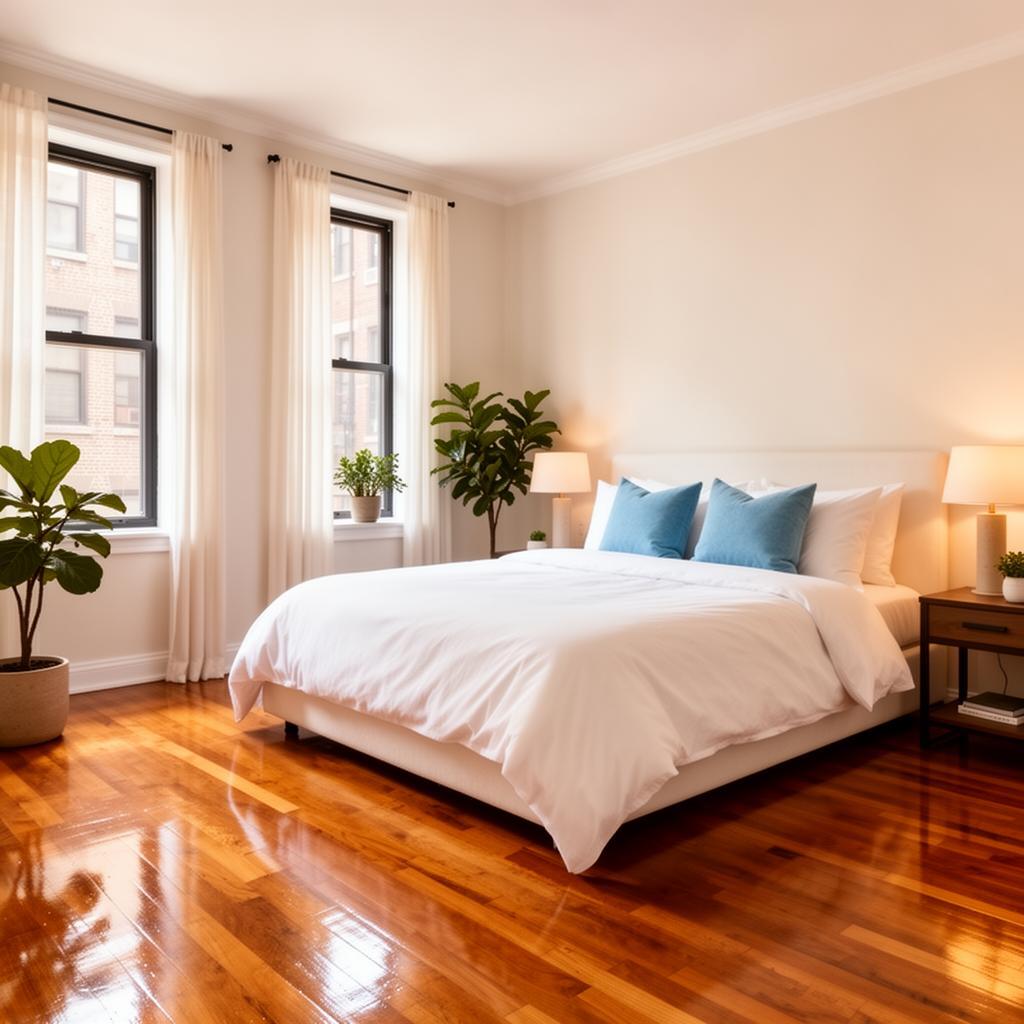 Freshly cleaned Brooklyn brownstone bedroom